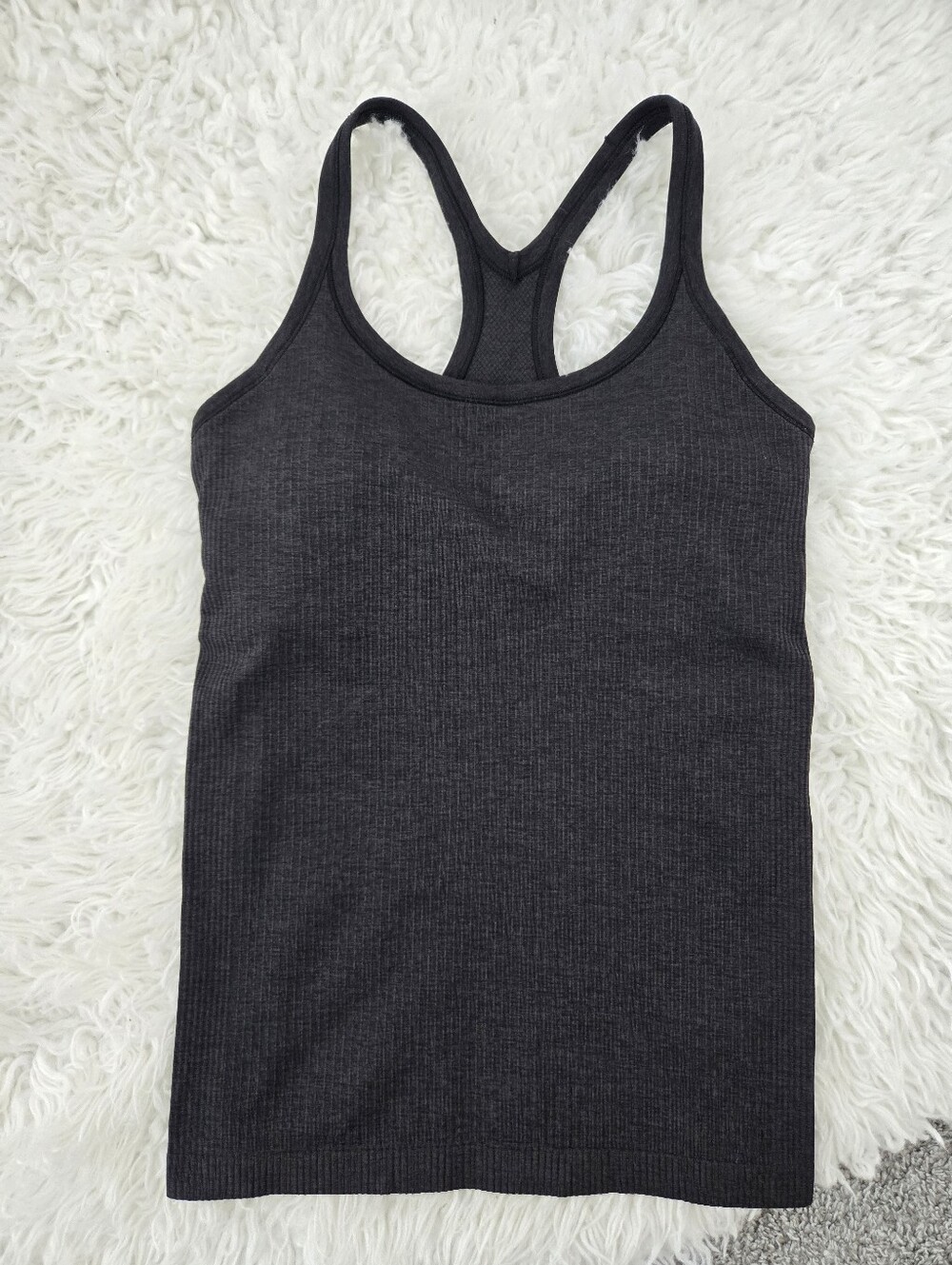 Lululemon Ebb To Street Built-in Bra Tank Top. Dark heathered grey Ribbed Racerb